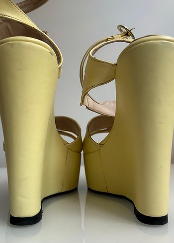 Sarı Platform Topuklu Kadın Sandalet - Görsel 5