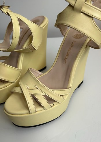 Sarı Platform Topuklu Kadın Sandalet - Görsel 3