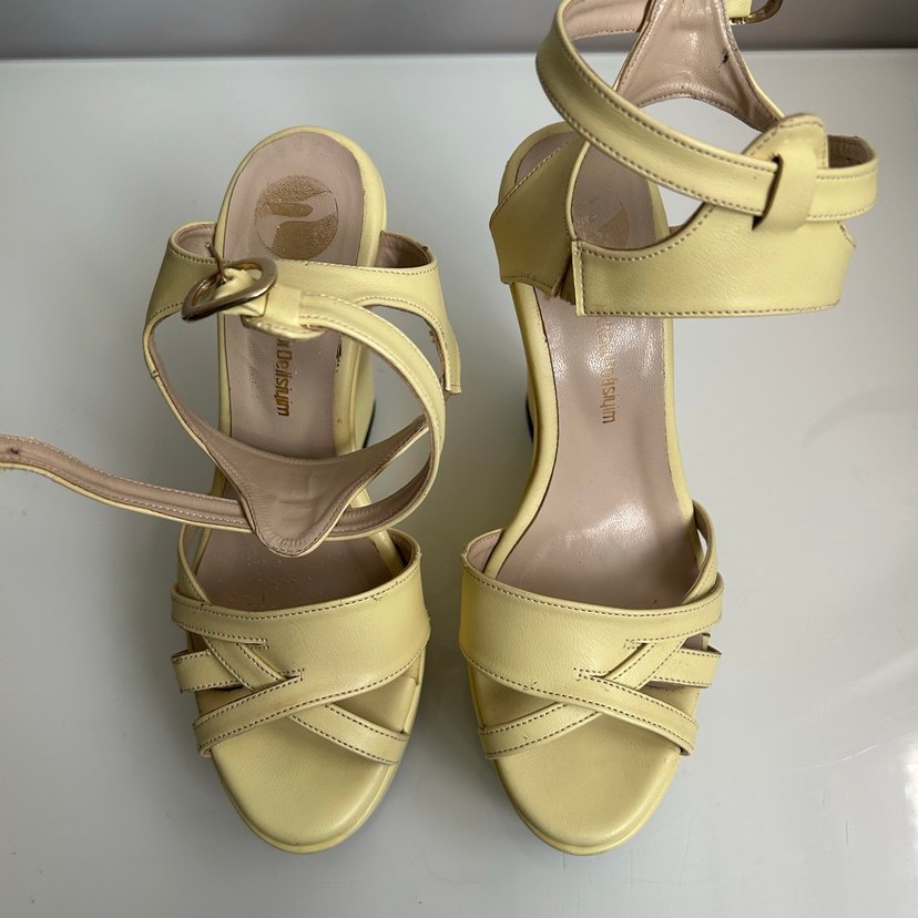 Sarı Platform Topuklu Kadın Sandalet - Görsel 2