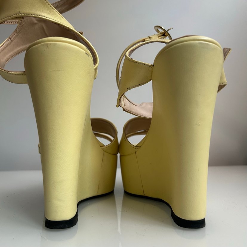 Sarı Platform Topuklu Kadın Sandalet - Görsel 5