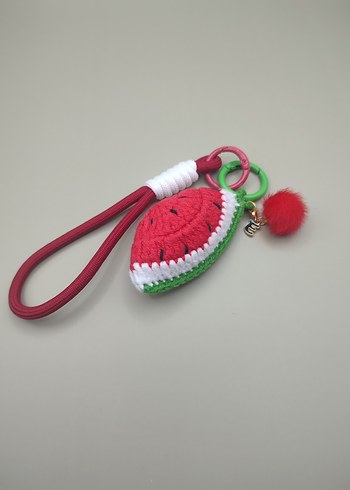 Beden Renkli Püsküllü Karpuz Temalı Anahtarlık/ Çanta Charm