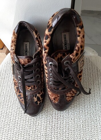 36 Beden Leopar süet kumaş ayakkabı 
