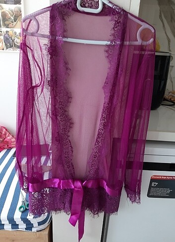 Tül detayli sabahlik - Görsel 2