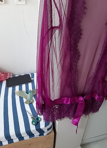 Tül detayli sabahlik - Görsel 6