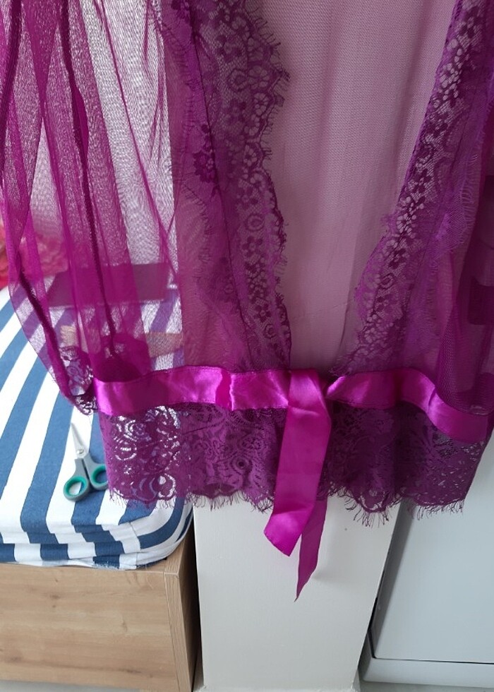 Tül detayli sabahlik - Görsel 3