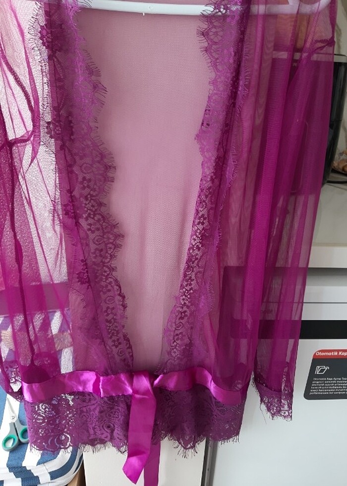 Tül detayli sabahlik - Görsel 4