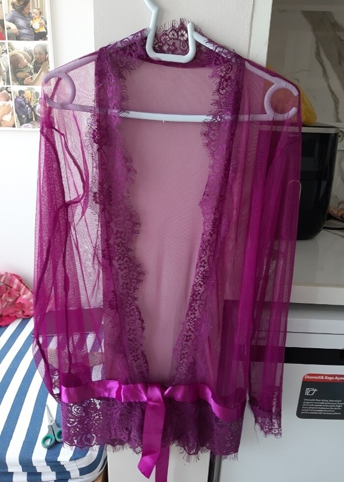 Tül detayli sabahlik - Görsel 5