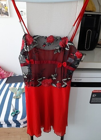 Dantelli şifon gecelik - Görsel 4