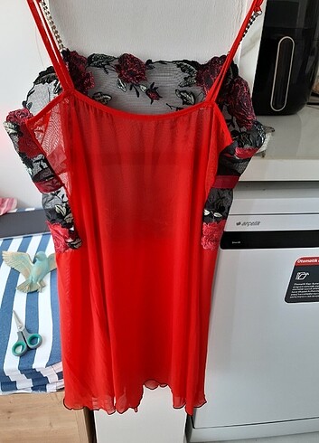 Dantelli şifon gecelik - Görsel 5