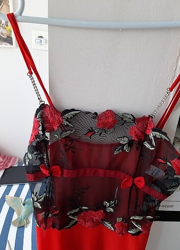 Dantelli şifon gecelik - Görsel 7