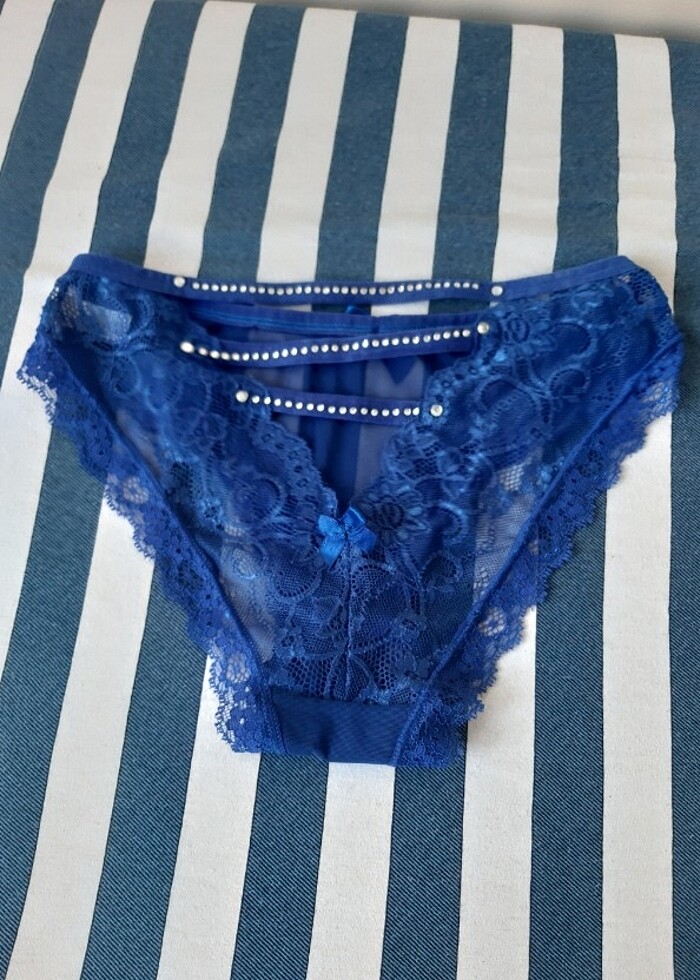 Dantelli arkası taşlı külot  - Görsel 2