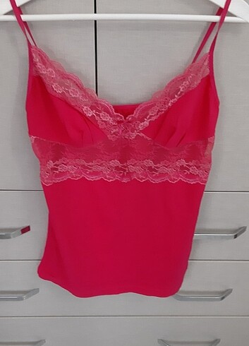 Önü dantel detayli kolsuz tişört  - Görsel 4