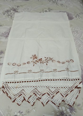 Nakış Dantelli Beyaz Buzdolabi veya Masa Örtüsü - Görsel 2