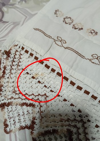 Nakış Dantelli Beyaz Buzdolabi veya Masa Örtüsü - Görsel 4