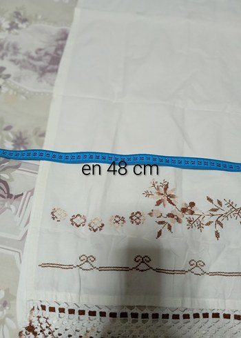 Nakış Dantelli Beyaz Buzdolabi veya Masa Örtüsü - Görsel 6