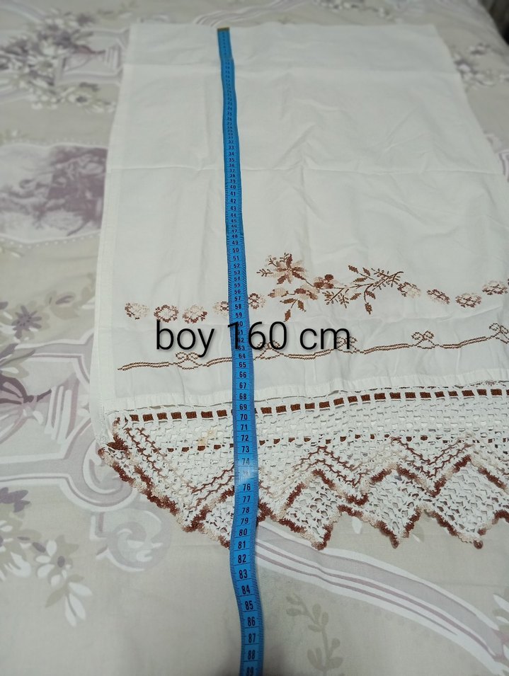 Nakış Dantelli Beyaz Buzdolabi veya Masa Örtüsü - Görsel 5