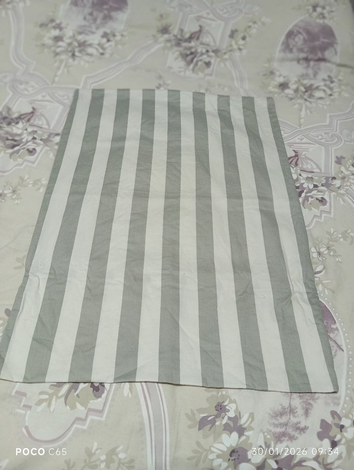 Gri Çizgili Çift Kişilik Pamuk Saten Yastık Kılıfı - Görsel 2