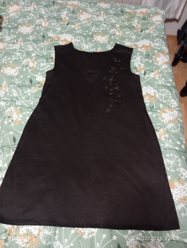 kaliteli yünlü pamuklu kumaş jile elbise - Görsel 2