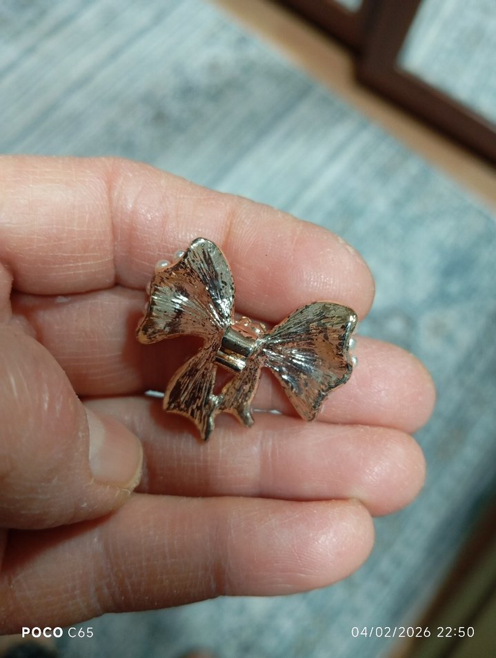 incili fiyonk saç, çanta vb. süsleme tokası - Görsel 3