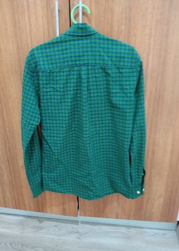 s Beden yeşil Renk koton marka slimfit ekoseli pamuklu gömlek