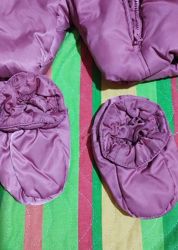 Kürklü Kapüşonlu Mor Bebek Tulumu - Görsel 7