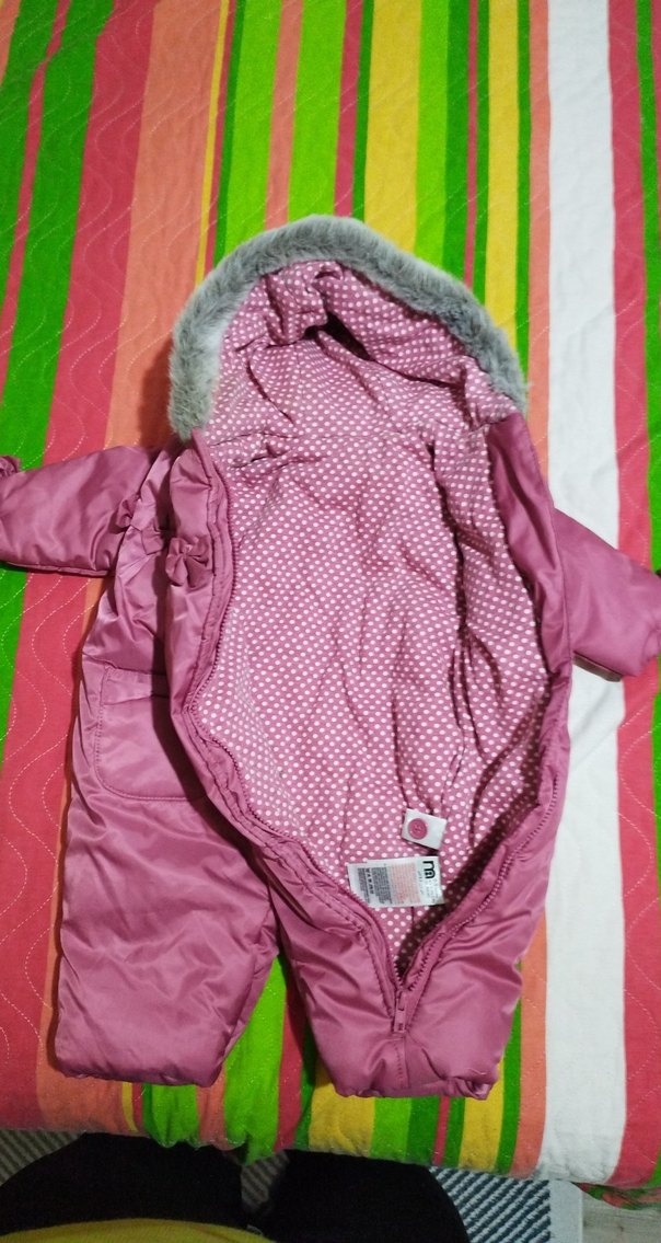 Kürklü Kapüşonlu Mor Bebek Tulumu - Görsel 5