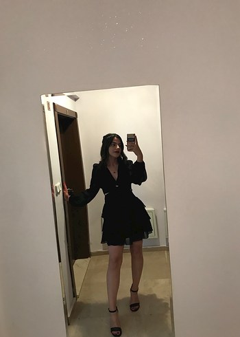 38 Beden Siyah Uzun Kollu Kadın Elbise