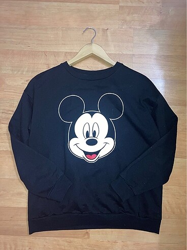 Walt Disney World mickey mouse siyah kapüşonsuz sweatshirt