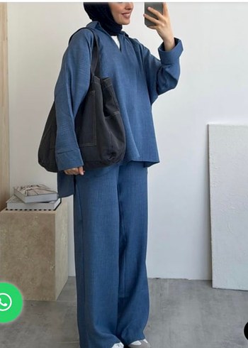 Lacivert Kadın Denim Takım - Uzun Kollu