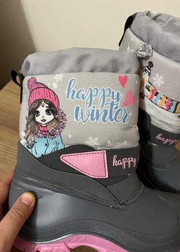 Kız Çocuk Gri Baskılı Lastik Bot - Görsel 9