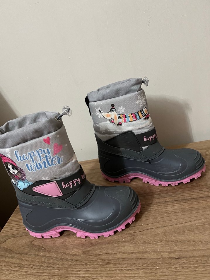 Kız Çocuk Gri Baskılı Lastik Bot - Görsel 3