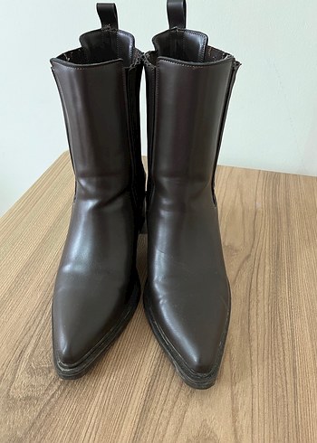 Kahverengi Deri Stiletto Topuklu Kadın Bot - Görsel 6