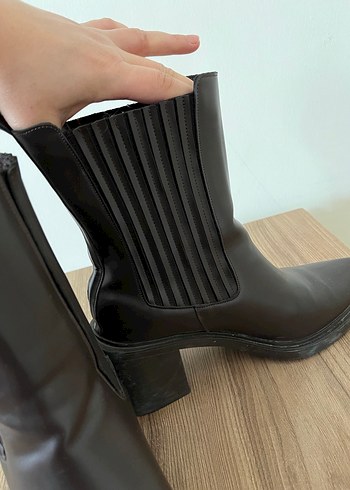 Kahverengi Deri Stiletto Topuklu Kadın Bot - Görsel 7