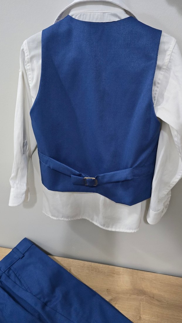 Düğmeli Saks Mavi Çocuk Yelek Takım - Görsel 2