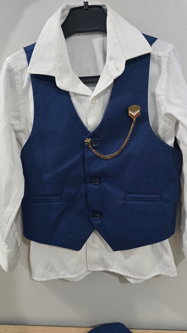 Mavi Çocuk Klasik Yelekli Takım - Görsel 2