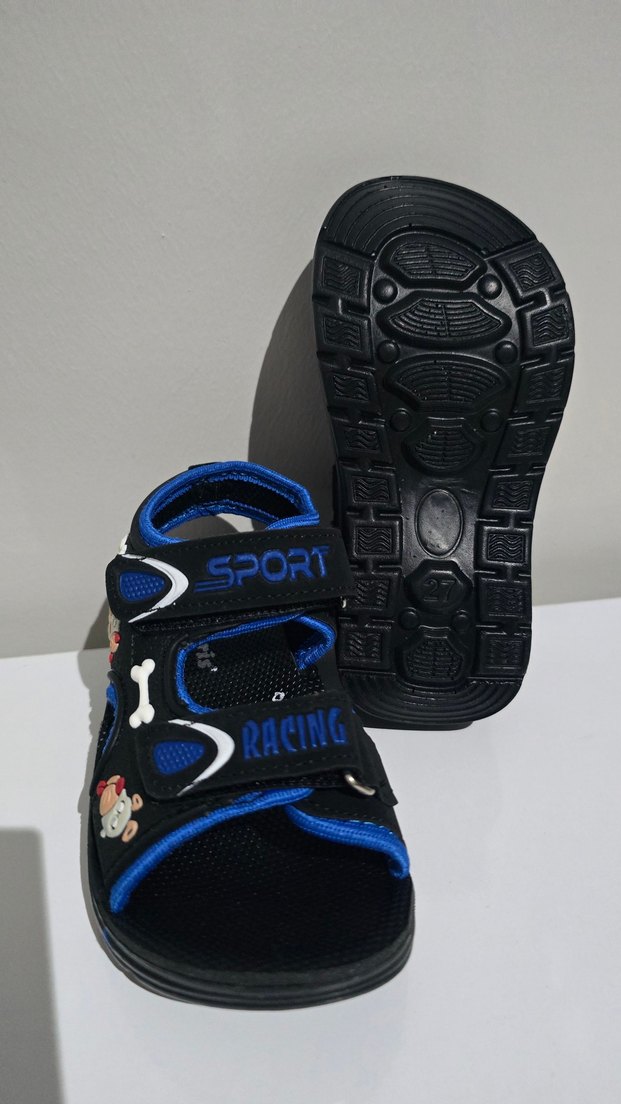 Erkek Çocuk Mavi Baskılı Tokalı Sandalet - Görsel 4