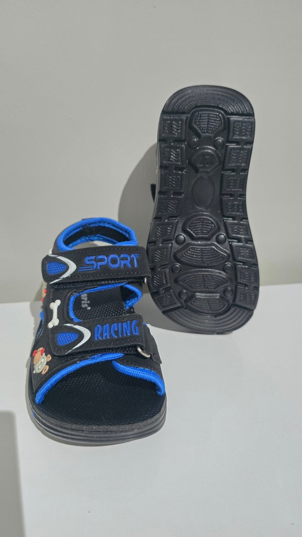 Erkek Çocuk Mavi Baskılı Tokalı Sandalet - Görsel 3