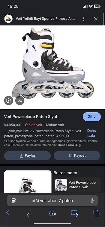 Voit paten 4500 e alındı çok uyguna satıyorum