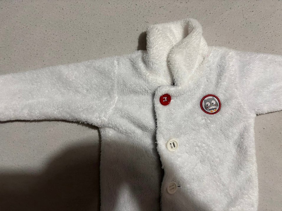 Beyaz Erkek bebek peluş hırka - Görsel 4