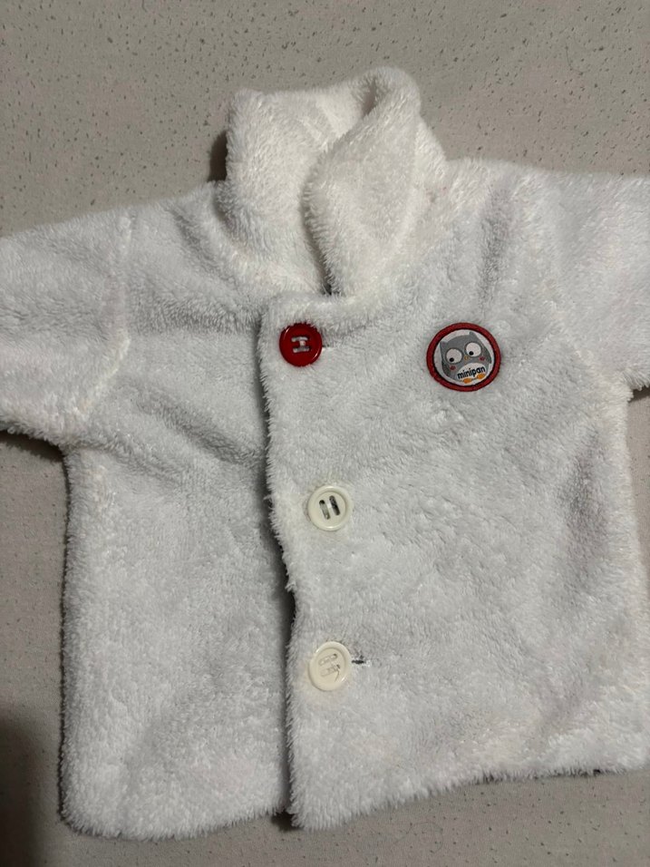 Beyaz Erkek bebek peluş hırka - Görsel 5