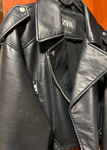 Zara Siyah Deri Ceket - Görsel 9
