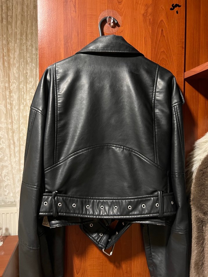Zara Siyah Deri Ceket - Görsel 3