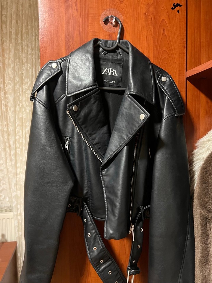 Zara Siyah Deri Ceket - Görsel 2