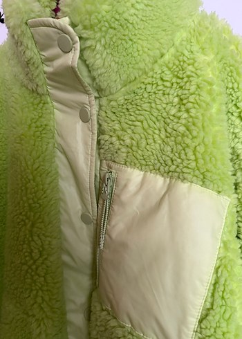 Yeşil Peluş Kadın Midi Ceket - Görsel 2