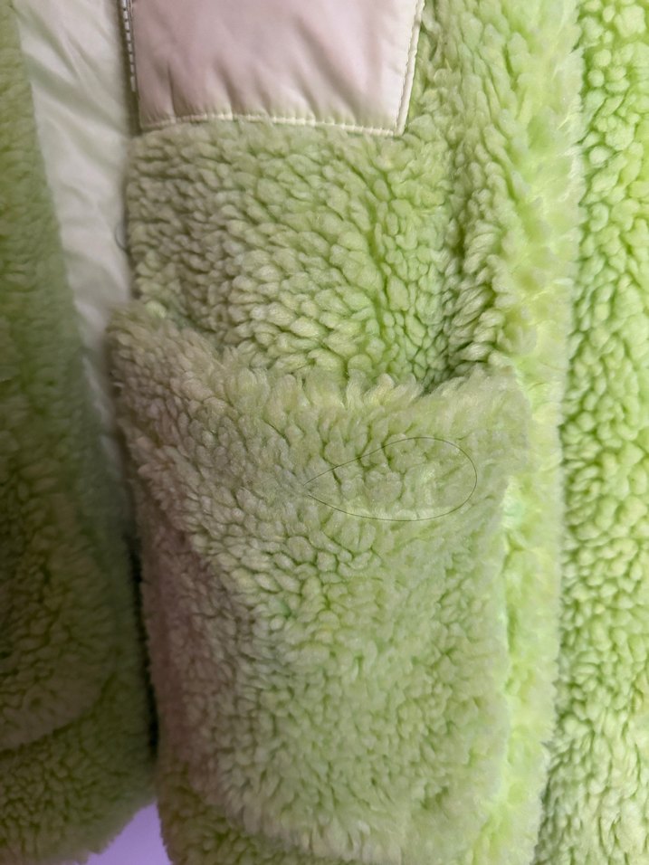 Yeşil Peluş Kadın Midi Ceket - Görsel 3