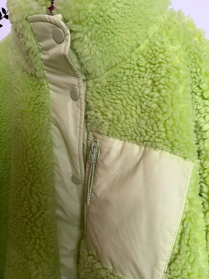 Yeşil Peluş Kadın Midi Ceket - Görsel 2