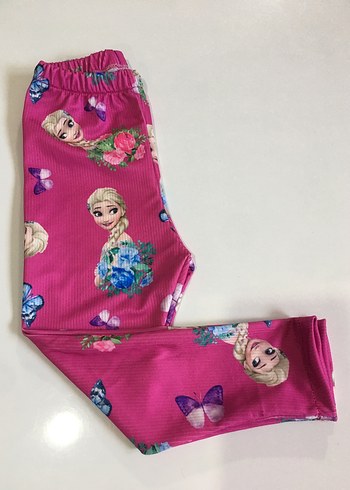 Kız Çocuk Pembe Renkli Baskılı Tayt - Görsel 2