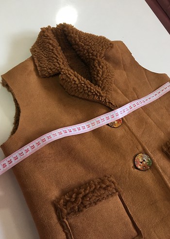 Kürklü Kahverengi Süet Yelek - Görsel 4