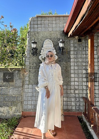 diğer Beden beyaz Renk Bağlama Detaylı Bluz Etek Takım