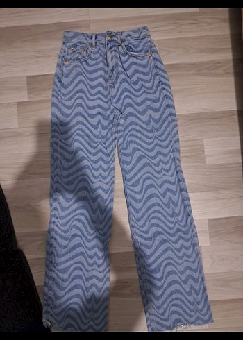 Pull and bear Mavi Zebra Desenli Jean - Görsel 3